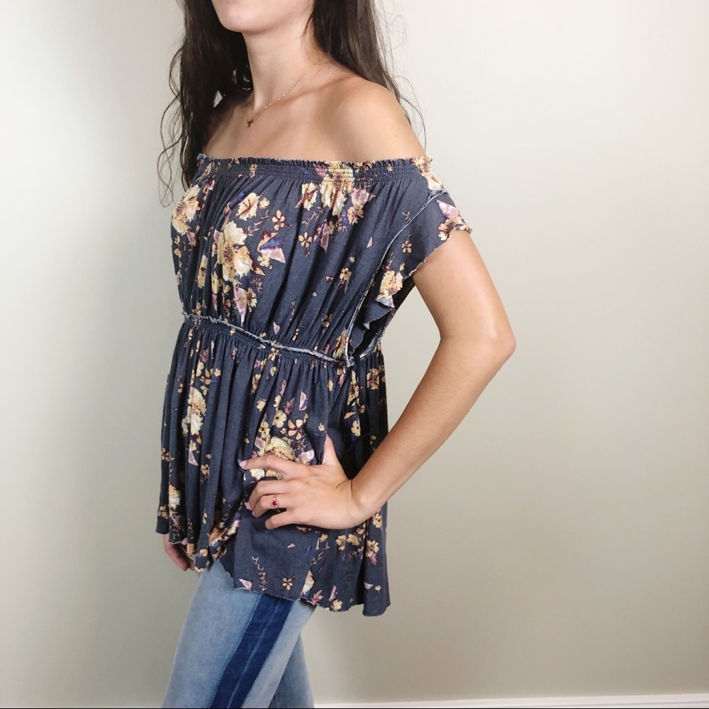 We the Free Floral Off the Shoulder Knit Top